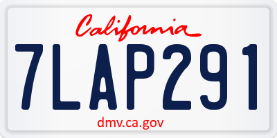CA license plate 7LAP291