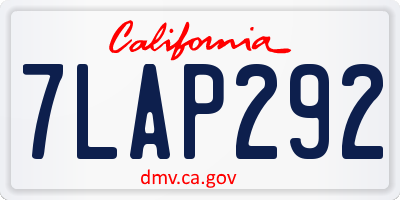 CA license plate 7LAP292