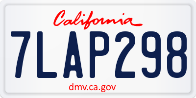 CA license plate 7LAP298