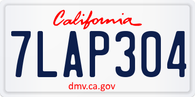 CA license plate 7LAP304