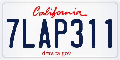 CA license plate 7LAP311