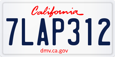 CA license plate 7LAP312