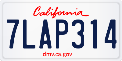 CA license plate 7LAP314