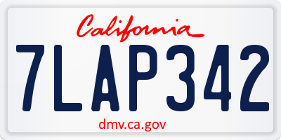 CA license plate 7LAP342