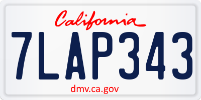 CA license plate 7LAP343