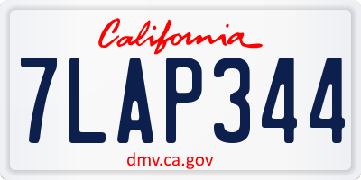 CA license plate 7LAP344