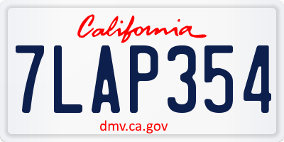 CA license plate 7LAP354