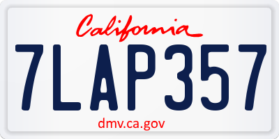 CA license plate 7LAP357
