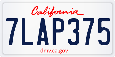 CA license plate 7LAP375