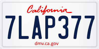CA license plate 7LAP377