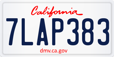 CA license plate 7LAP383