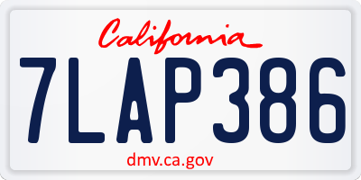 CA license plate 7LAP386