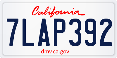 CA license plate 7LAP392