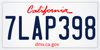 CA license plate 7LAP398