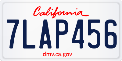 CA license plate 7LAP456