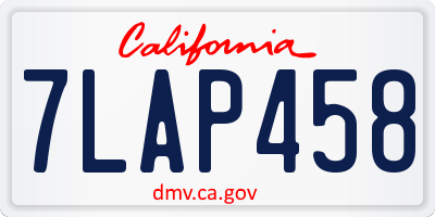 CA license plate 7LAP458