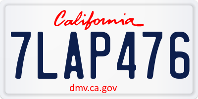 CA license plate 7LAP476