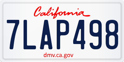 CA license plate 7LAP498
