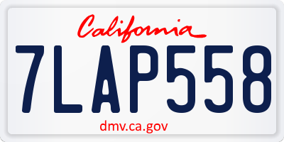 CA license plate 7LAP558