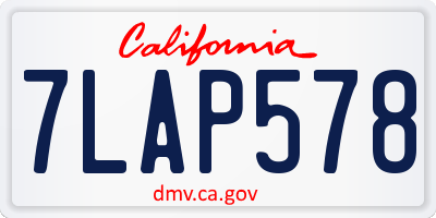 CA license plate 7LAP578