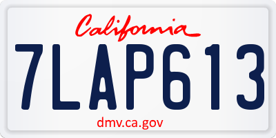 CA license plate 7LAP613