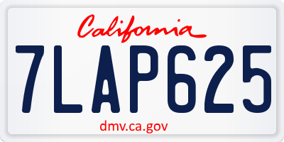 CA license plate 7LAP625