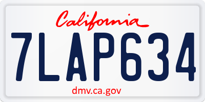 CA license plate 7LAP634
