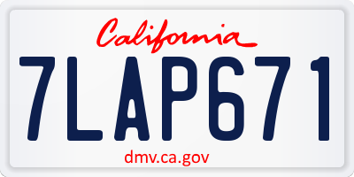 CA license plate 7LAP671