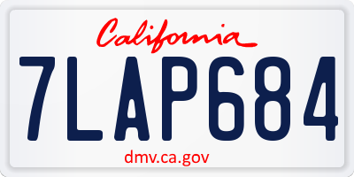 CA license plate 7LAP684