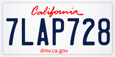 CA license plate 7LAP728