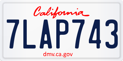 CA license plate 7LAP743