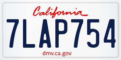 CA license plate 7LAP754