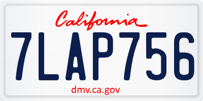 CA license plate 7LAP756
