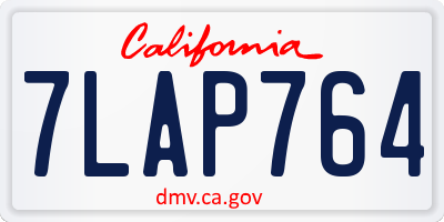 CA license plate 7LAP764