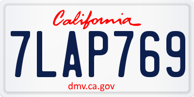 CA license plate 7LAP769