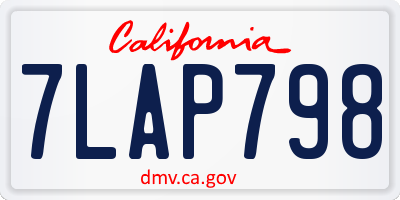 CA license plate 7LAP798