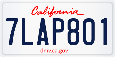 CA license plate 7LAP801