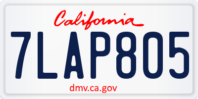 CA license plate 7LAP805