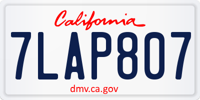 CA license plate 7LAP807