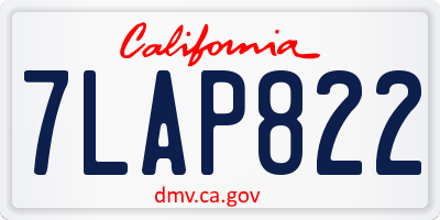 CA license plate 7LAP822