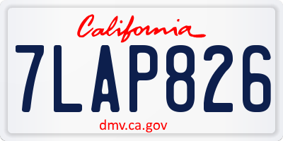 CA license plate 7LAP826