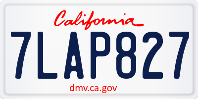 CA license plate 7LAP827