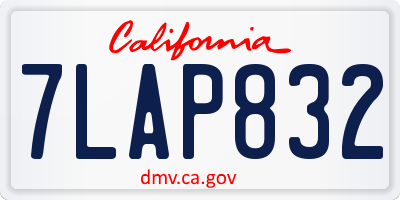 CA license plate 7LAP832