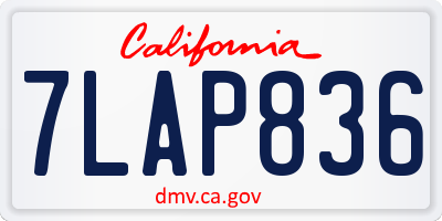 CA license plate 7LAP836
