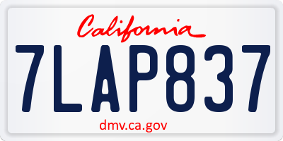 CA license plate 7LAP837