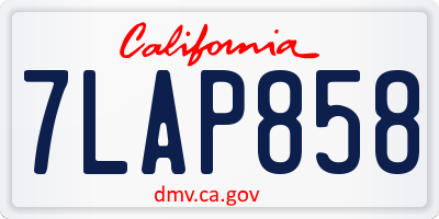 CA license plate 7LAP858