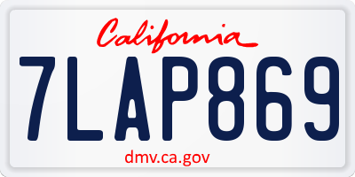 CA license plate 7LAP869