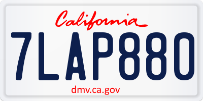 CA license plate 7LAP880