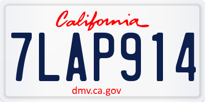 CA license plate 7LAP914
