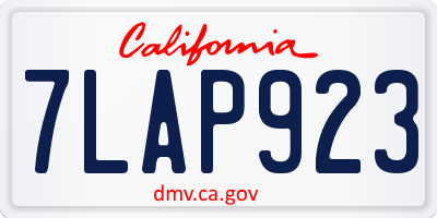CA license plate 7LAP923